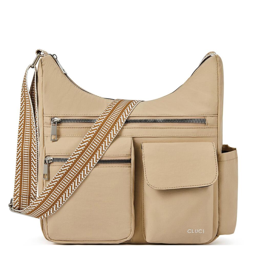 Cluci Beige Crossbody Shoulder Bag with Multiple Pockets